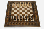 Luxury chess set with hand-carved floral ornaments