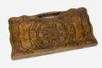 Angled view of the grand ornament carved backgammon board