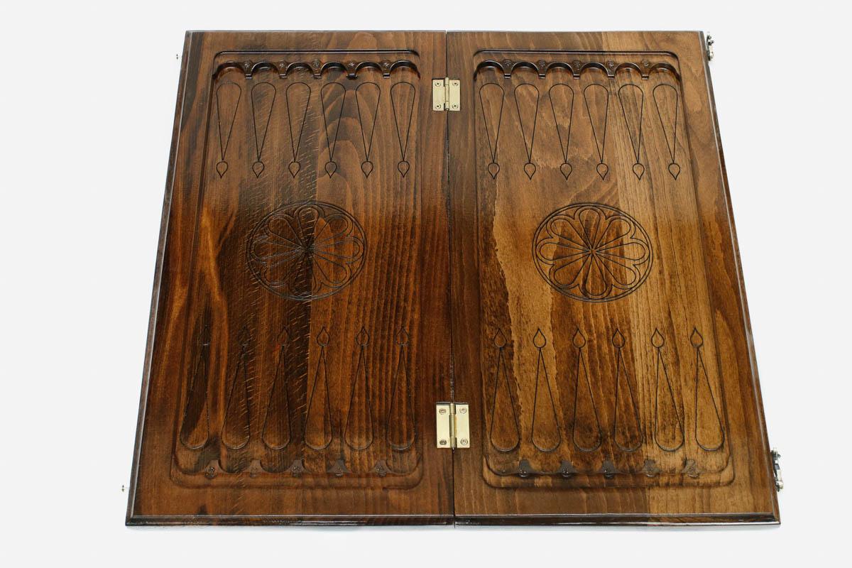 Carved ornament detail on the Armenian backgammon set