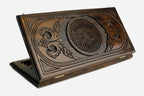 Armenian backgammon set with carved ornament, handmade wooden board