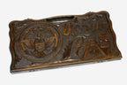 Angled view of the Armenia and Artsakh carved backgammon board