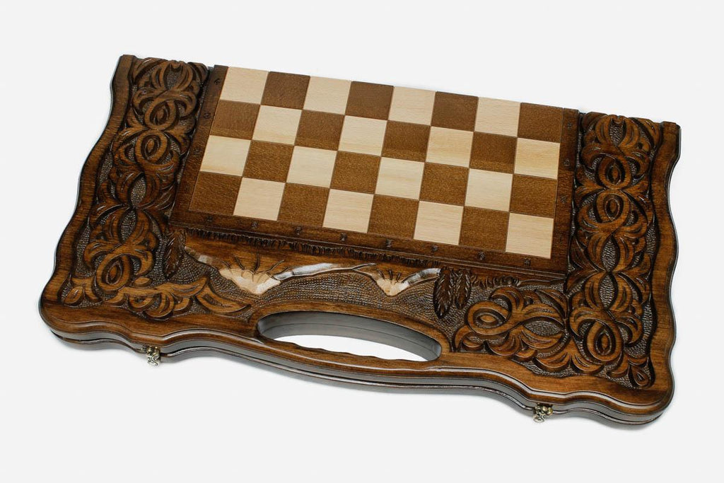 Luxury wooden Armenian chess backgammon set