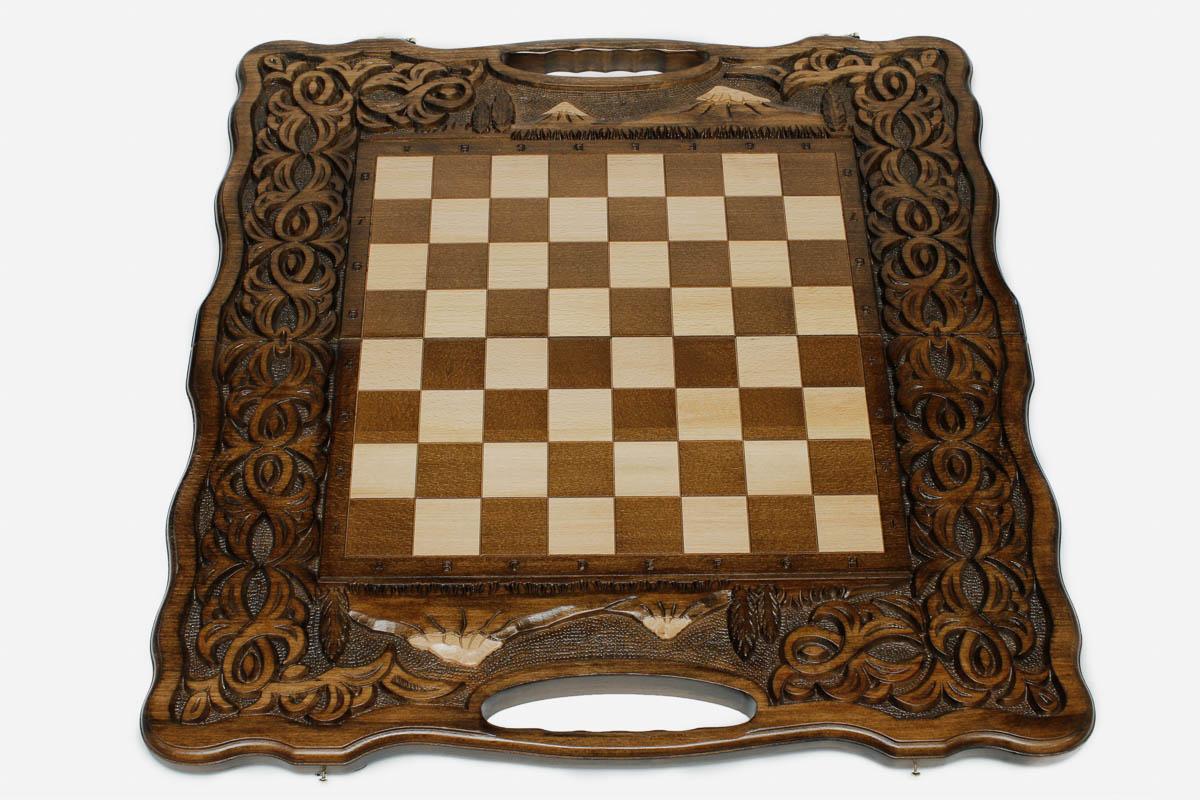 Hand-carved Ararat relief across the wooden combo board