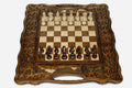 Luxury Armenian chess backgammon set with Mount Ararat carved in relief