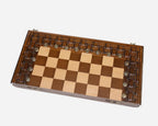 Luxury wooden chess set with bronze clasps