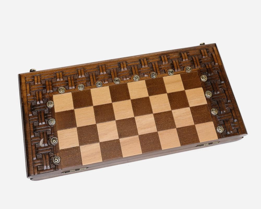 Lattice chess set shown folded