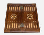 Close-up of the lattice carving on the beech board