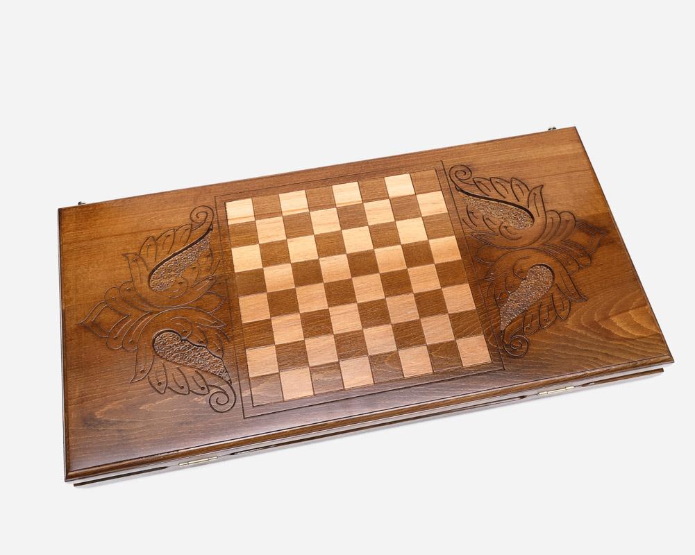 Tatev backgammon set folded, carved monastery on its cliff
