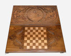 Armenian backgammon set interior with carved points