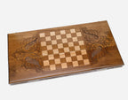 Vahanavank backgammon set folded, carved domed church showing