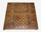 Walnut backgammon set interior with carved points