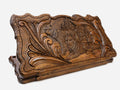 Hand-carved wolves in motion on wooden backgammon set