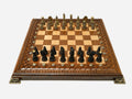Luxury wooden chess set with figural bronze pieces