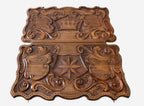 Wooden backgammon set interior with carved points