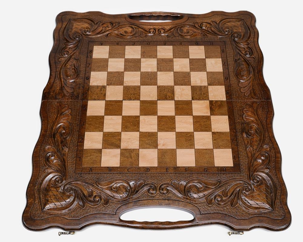 Carved hearts running across the wooden frame