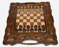 Luxury chess backgammon set with carved hearts