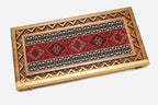 Angled view of the Armenian national costume backgammon board