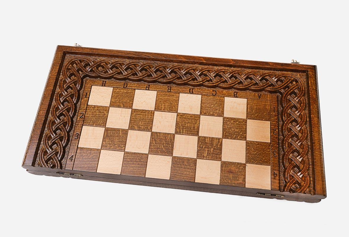 Luxury wooden chess set with bronze army