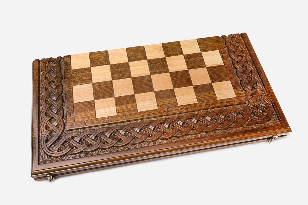 Full-size rope border chess set shown folded