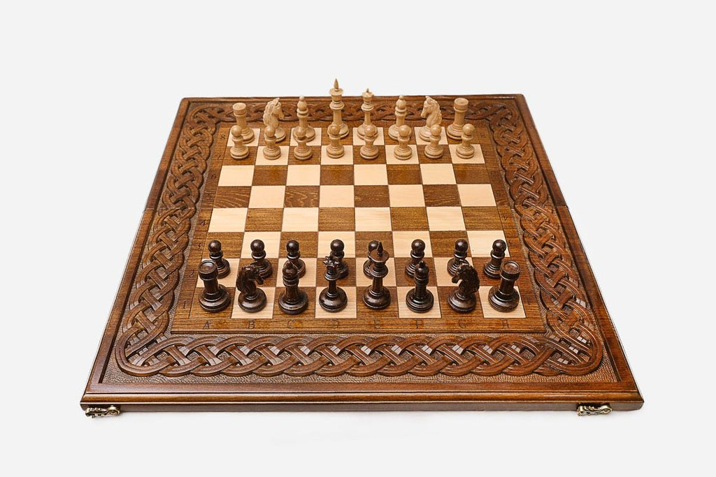 Handmade luxury chess set with wooden pieces