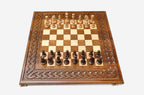 Luxury chess set with hand-carved rope border