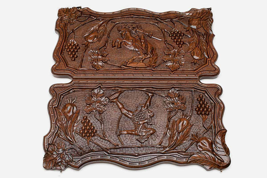 Armenian backgammon set interior with carved points