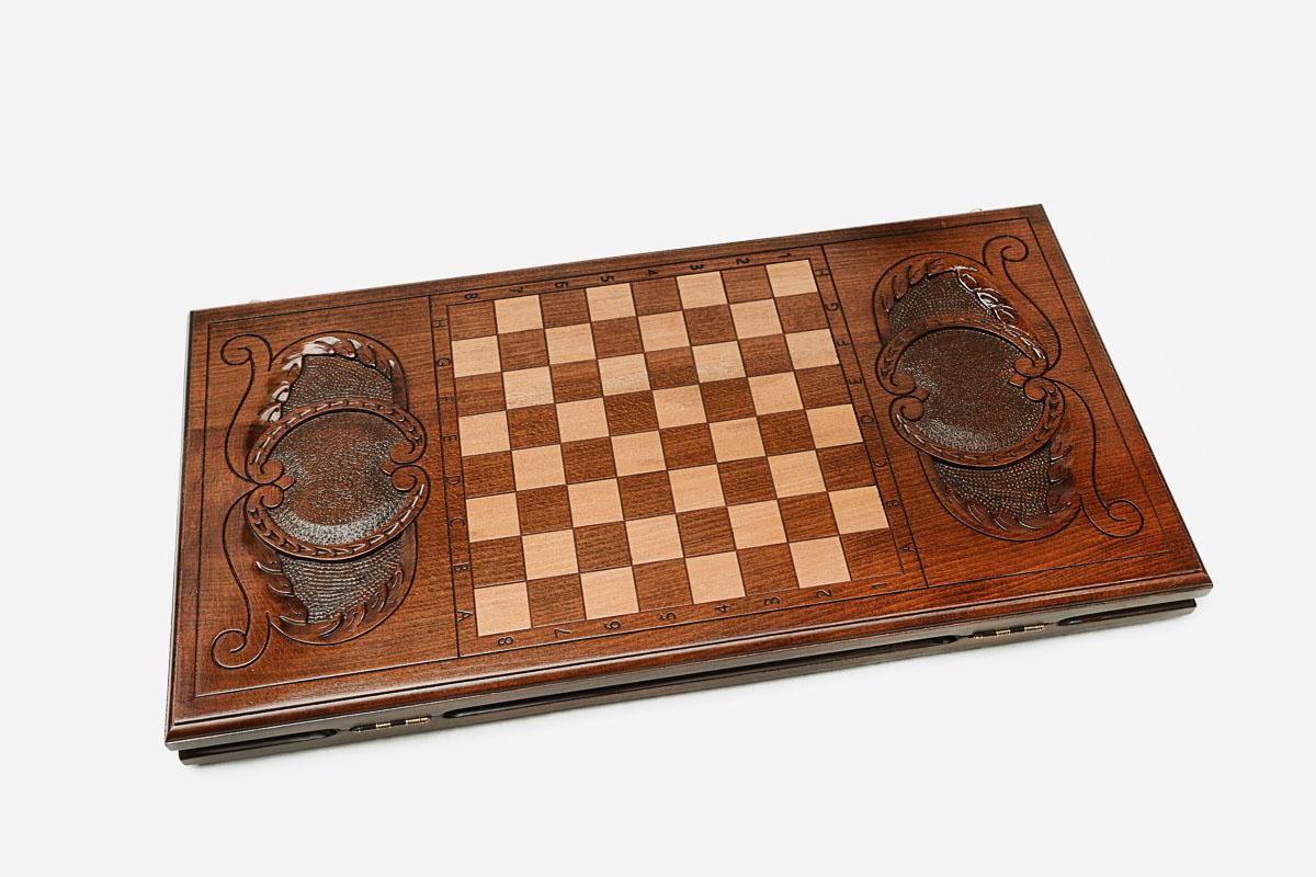 Peacock backgammon set folded, fanned tail showing