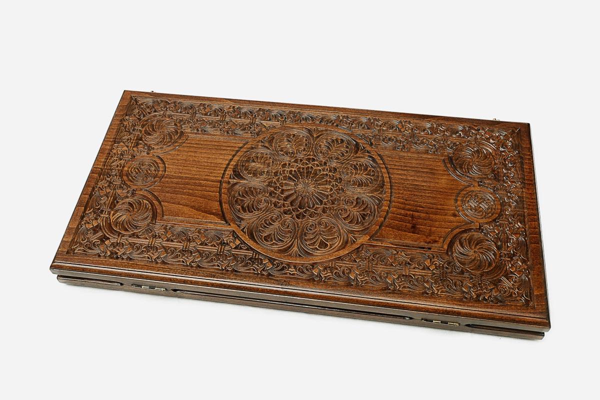 Armenian backgammon set interior with carved points