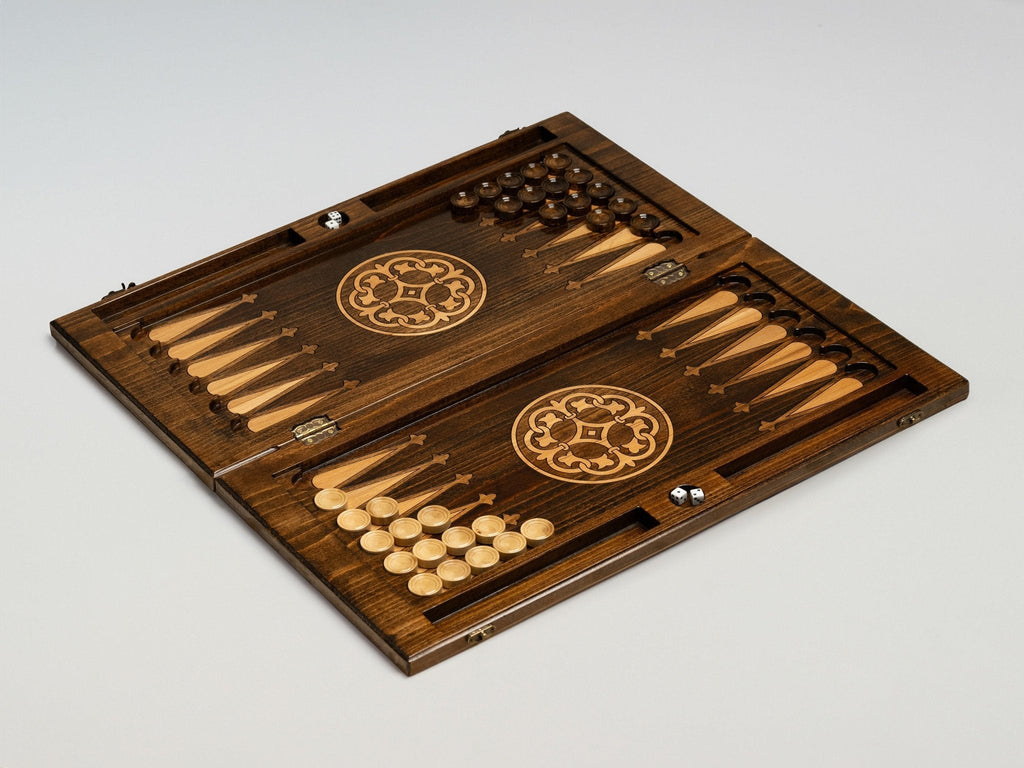 Armenian backgammon board interior with points and checkers