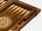 Armenian backgammon set angled view showing carved cover