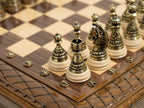Handmade Chess Set with Storage & Bronze Pieces - Luxury Handcrafted Set