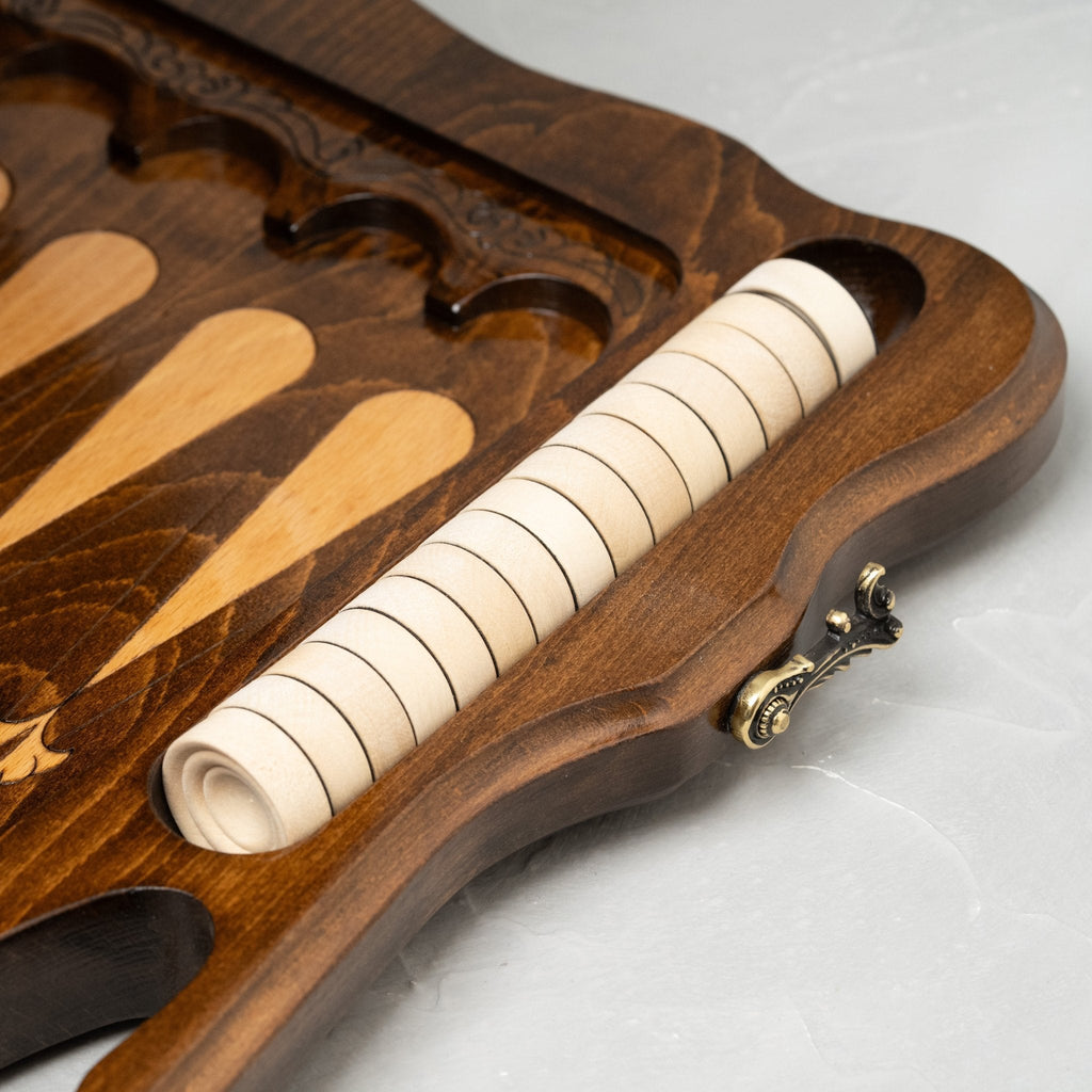 Luxury Backgammon Set – Pomegranate Design with Bronze Details