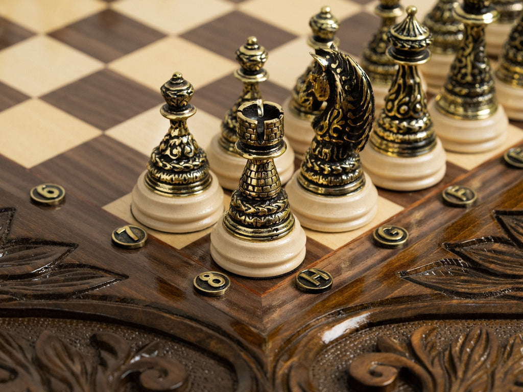 Artisan lion chess table handmade in Armenia