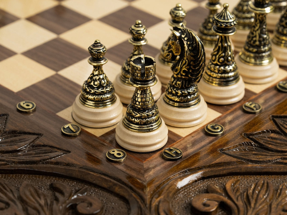 Artisan lion chess table handmade in Armenia