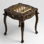 Luxury eagle chess table hand carved in solid wood