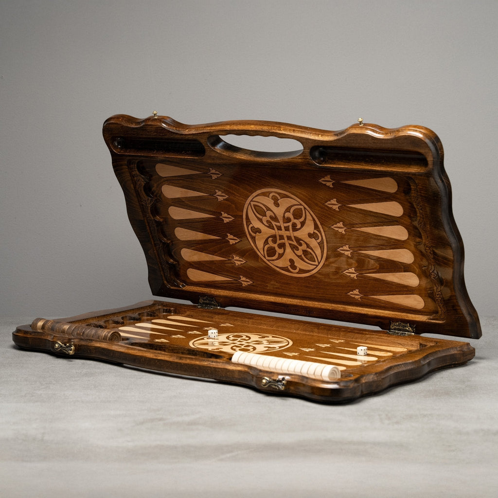 Luxury Backgammon Set – Ornate Design with Bronze Details