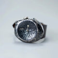 Handcrafted blackened sterling silver unisex watch with stone texture