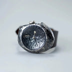 Handcrafted blackened sterling silver unisex watch with stone texture