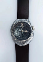 Blackened sterling silver watch detail