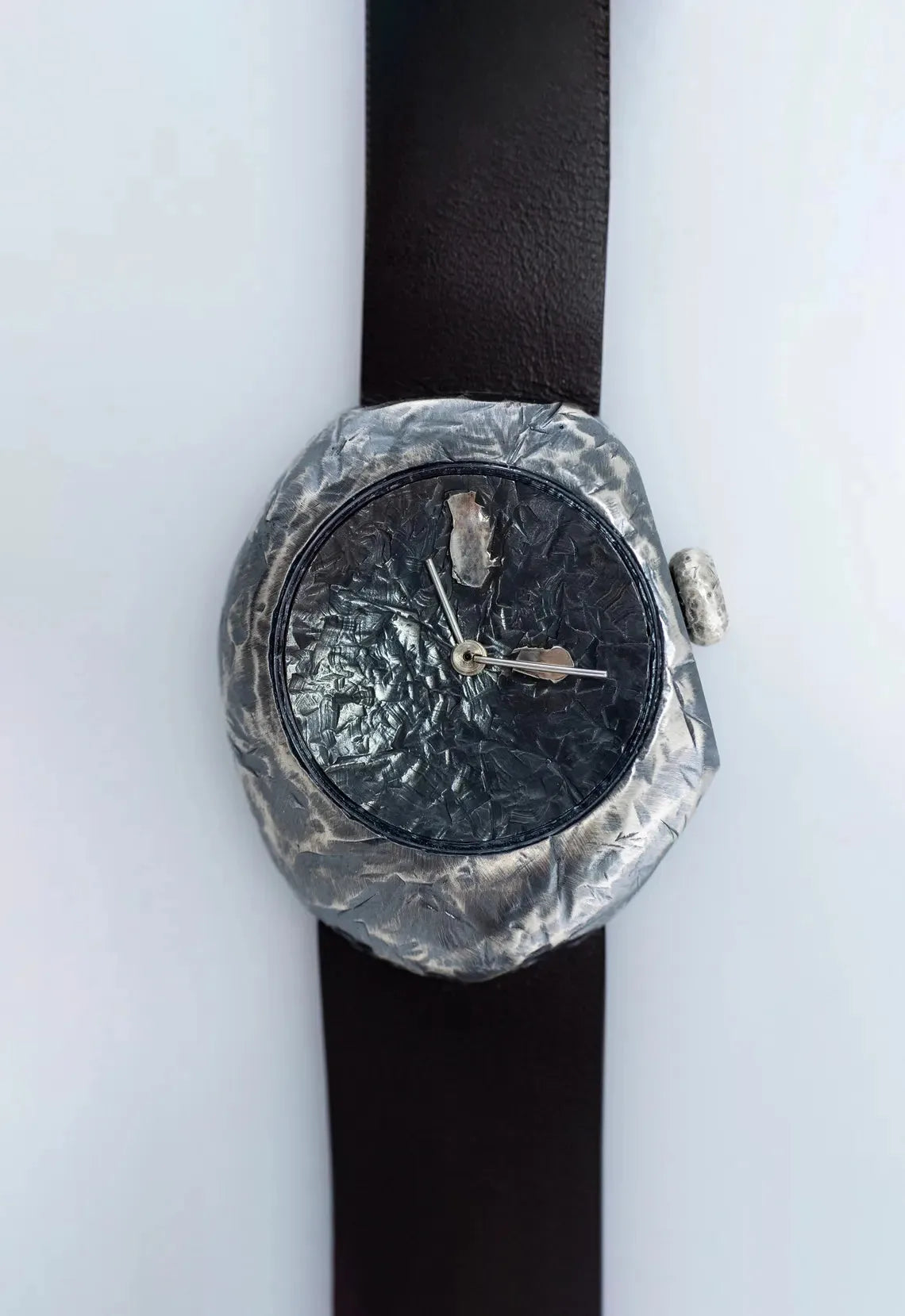 Blackened sterling silver watch detail