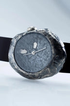 Artisan silver watch with hammered texture