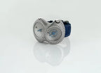 Handcrafted 925 sterling silver guilloché wrist watch with leather strap