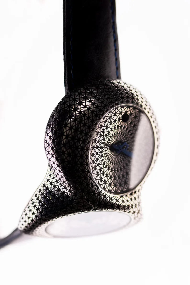 Luxury handmade blue enamel silver watch