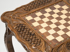 Wooden chess table as a functional piece of home art