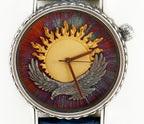 Handmade sterling silver eagle and sun men's wrist watch