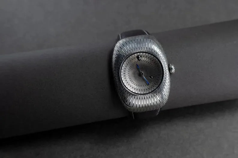 Guilloche Blue Enamel Silver Watch product image 9