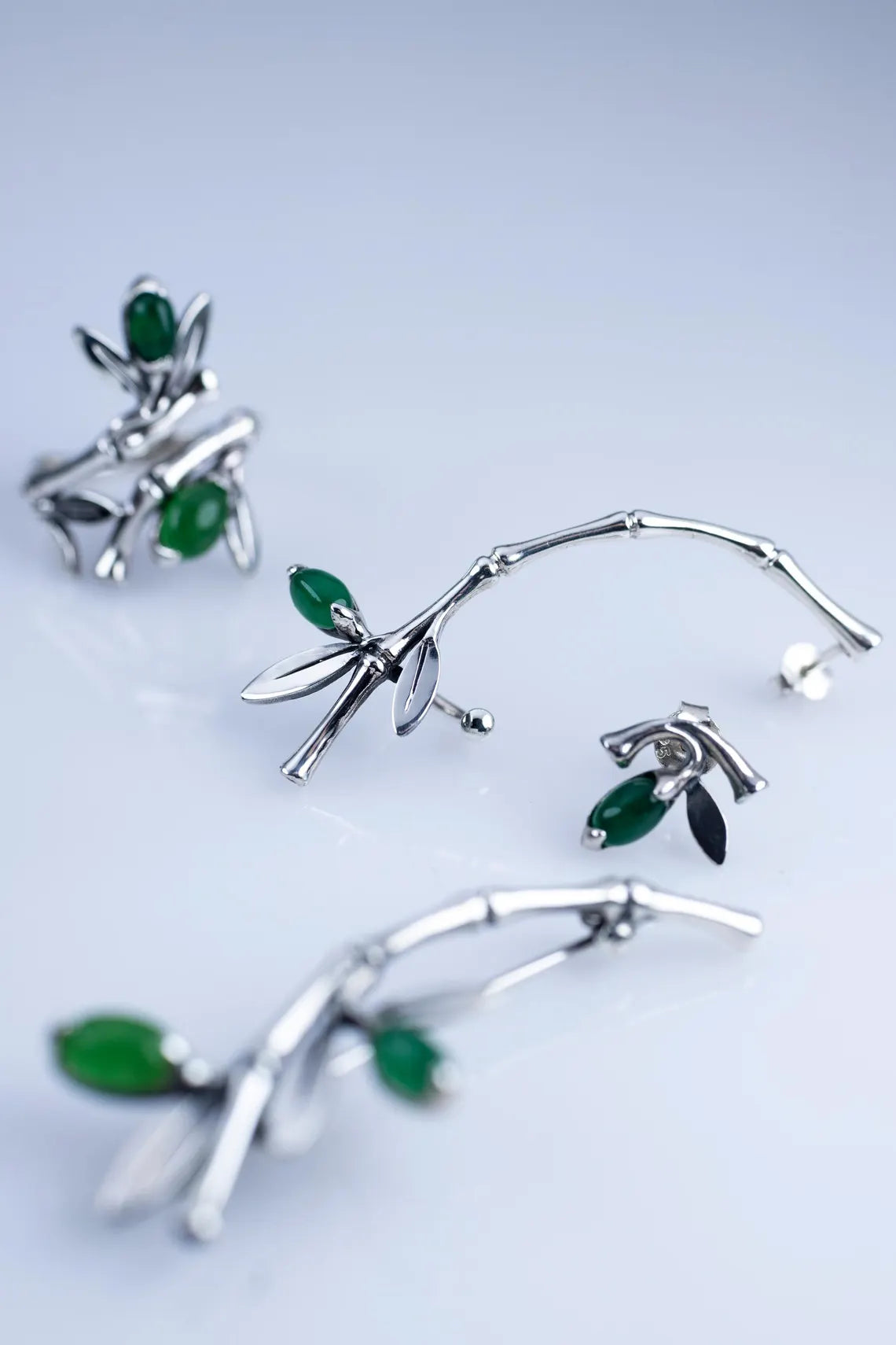 Nature inspired bamboo silver ear climber close-up