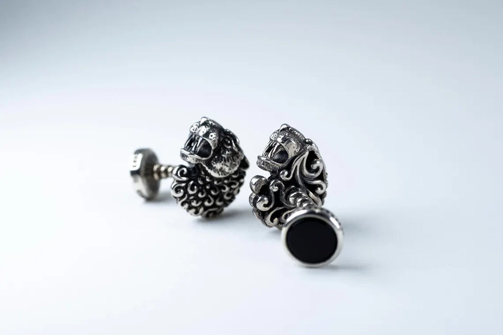 Lion Head Silver Cufflinks