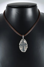 Armenian prayer cross sterling silver pendant detail