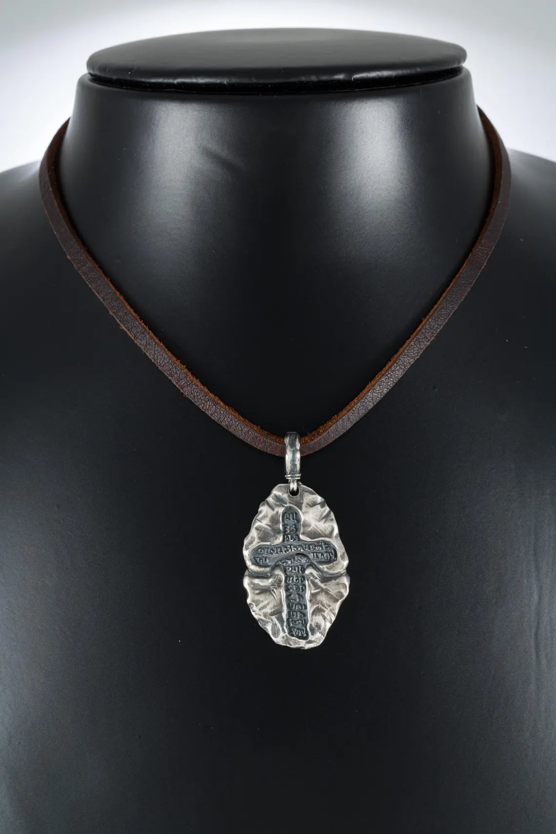 Armenian prayer cross sterling silver pendant detail